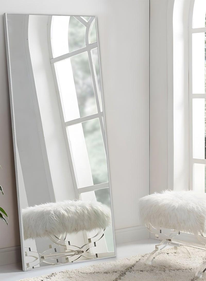 Taimi Large mirror with elegant design 155x45cm- Full length mirror with White metal frame and back stand - Its wonderful design is suitable for living rooms, dressing rooms and bedrooms - Image 3