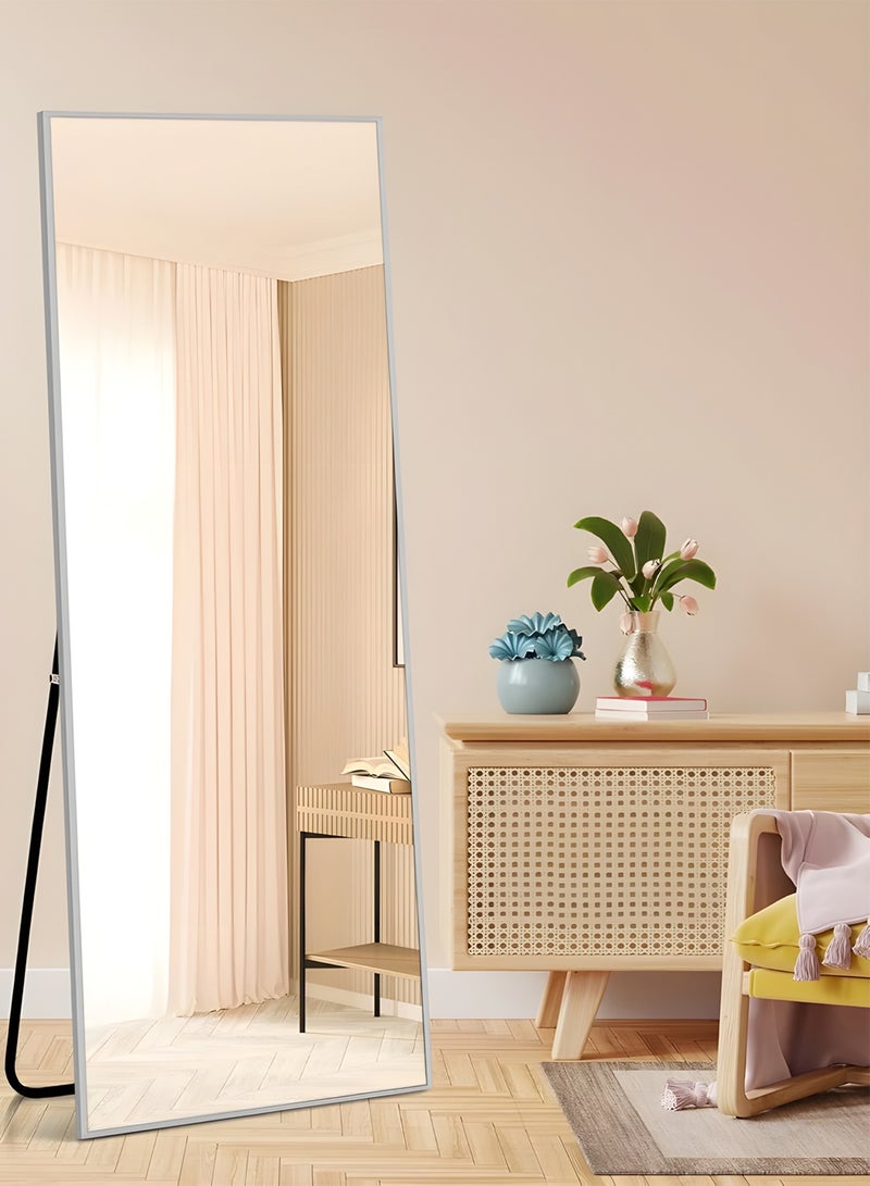 Taimi Large mirror with elegant design 155x45cm- Full length mirror with White metal frame and back stand - Its wonderful design is suitable for living rooms, dressing rooms and bedrooms - Image 4