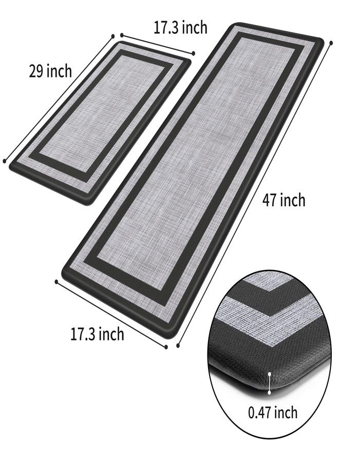 Mattitude Kitchen Rug [2 Pack] 0.47" Cushioned Rugs Non-Slip Waterproof Ergonomic Comfort Standing Rug for Floor, Office, Sink, Laundry, Black Grey - Image 2