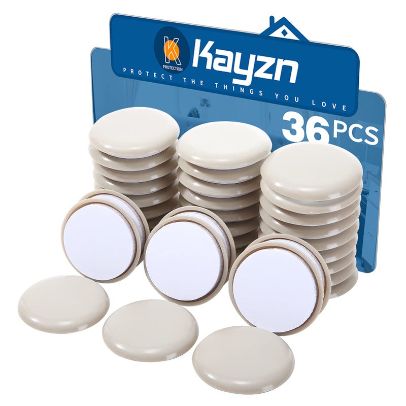 Kayzn Self-Adhesive Furniture Sliders for Carpets, Furniture Moving Pads (36Pcs) 1-3/4" Furniture Mover Glides, Self Sticks Carpet Furniture Carrier - Move Any Item Quickly and Easily! - Image 1