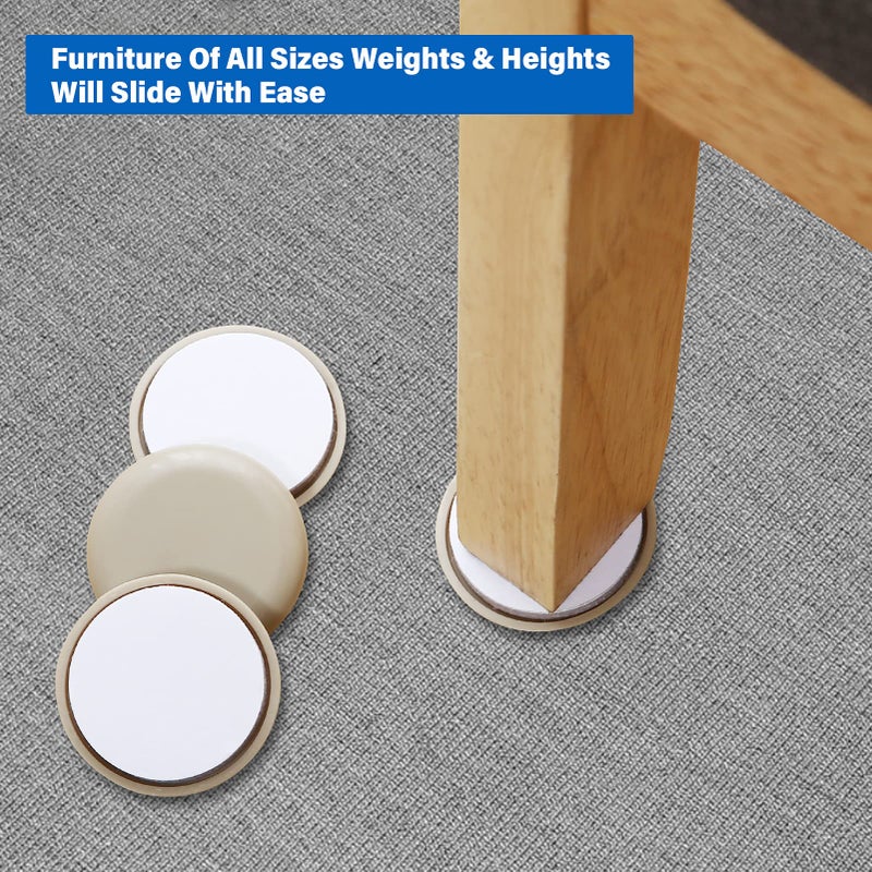 Kayzn Self-Adhesive Furniture Sliders for Carpets, Furniture Moving Pads (36Pcs) 1-3/4" Furniture Mover Glides, Self Sticks Carpet Furniture Carrier - Move Any Item Quickly and Easily! - Image 5