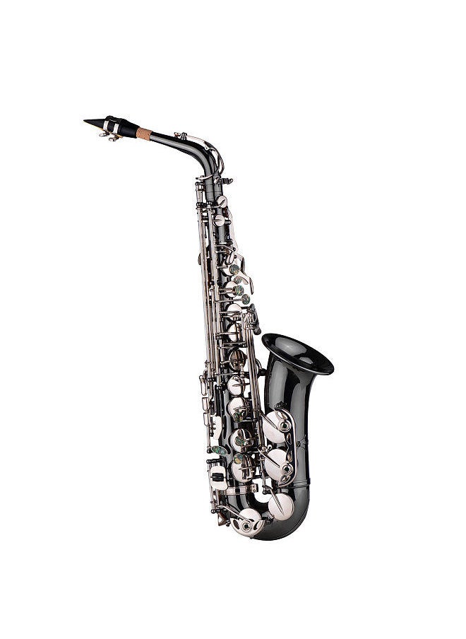 Generic - Professional Brass Bend Eb E-Flat Alto Saxophone Sax Black Nickel Plating Abalone Shell Keys With Carrying Case Gloves Cleaning Cloth Straps Grease Brush - Image 1