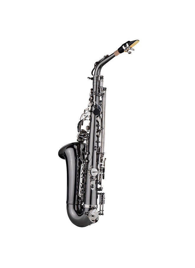 Generic - Professional Brass Bend Eb E-Flat Alto Saxophone Sax Black Nickel Plating Abalone Shell Keys With Carrying Case Gloves Cleaning Cloth Straps Grease Brush - Image 1