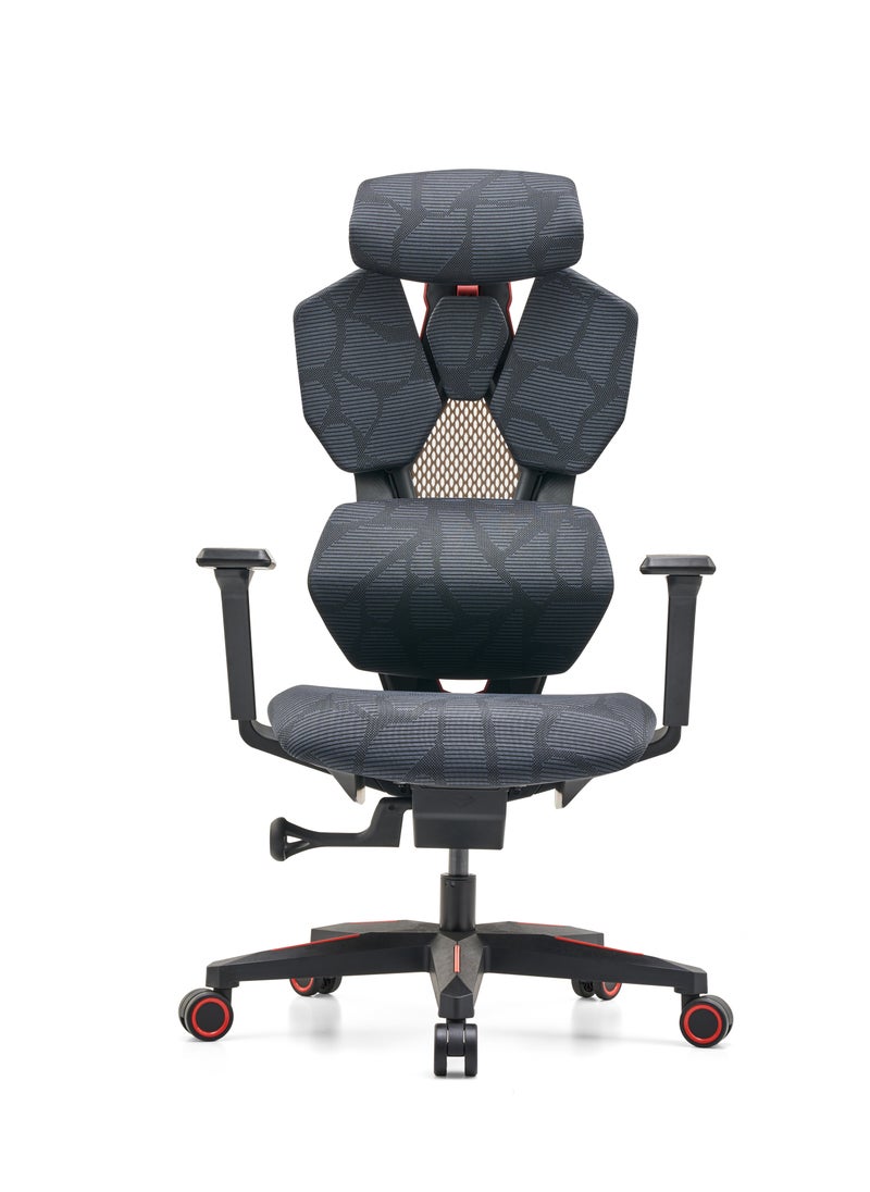 AFTERWORK Astron Gaming Chair - Premium Ergonomic Gaming Chair with Multi-Functional Mechanism, Headphone Hanger, Carbon Fiber Textured Frame and Adaptive Shoulder & Lumber Support (Red)  - Image 4