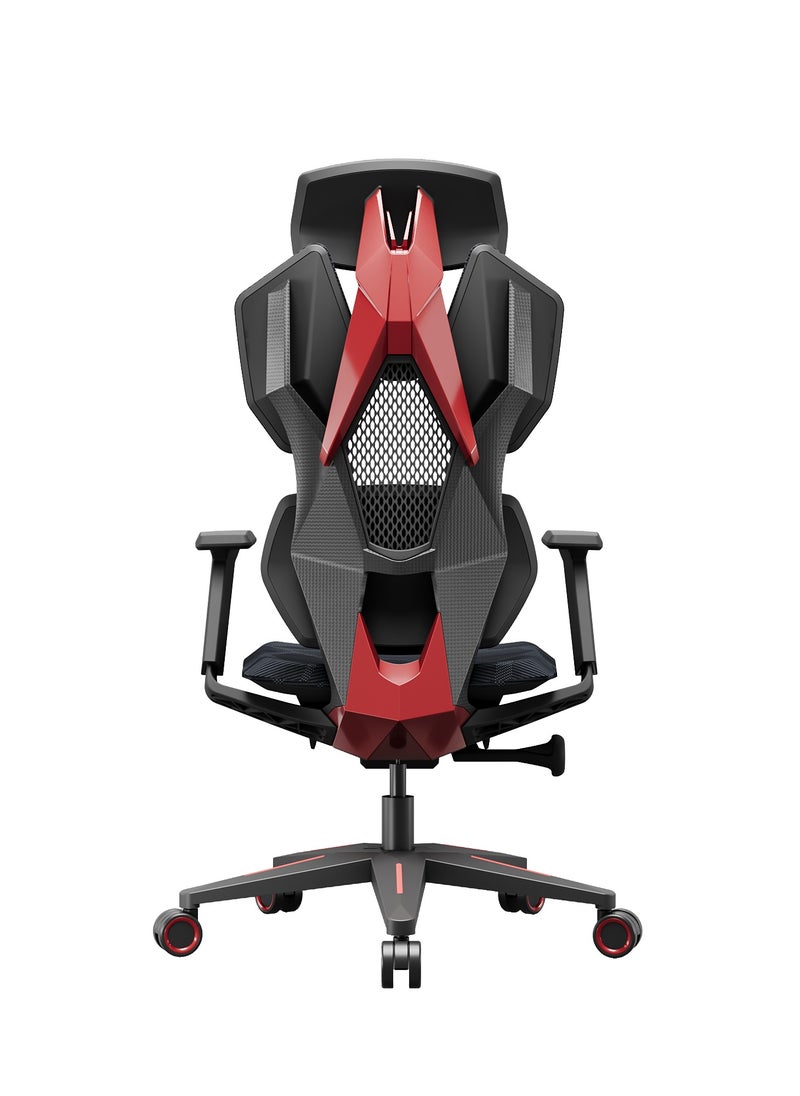 AFTERWORK Astron Gaming Chair - Premium Ergonomic Gaming Chair with Multi-Functional Mechanism, Headphone Hanger, Carbon Fiber Textured Frame and Adaptive Shoulder & Lumber Support (Red)  - Image 2