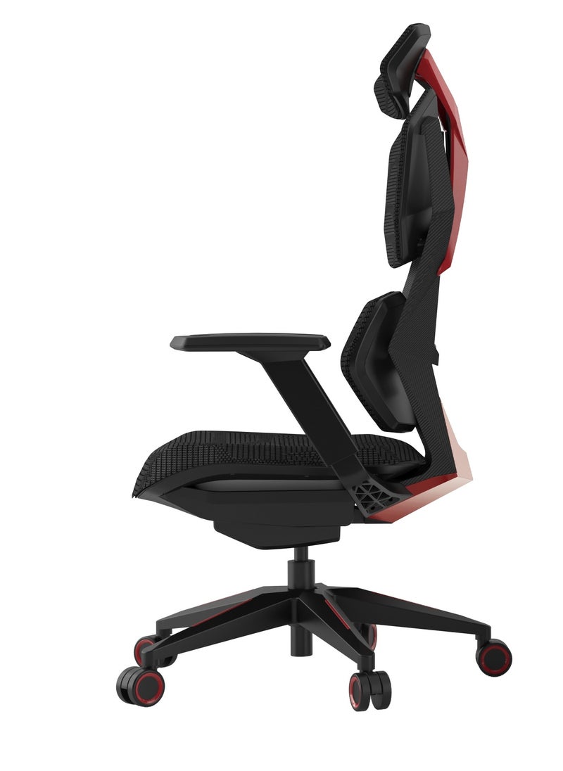 AFTERWORK Astron Gaming Chair - Premium Ergonomic Gaming Chair with Multi-Functional Mechanism, Headphone Hanger, Carbon Fiber Textured Frame and Adaptive Shoulder & Lumber Support (Red)  - Image 5
