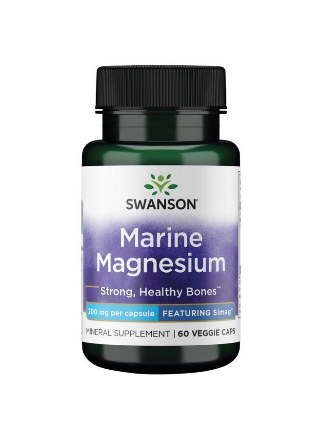 Swanson Simag Marine Magnesium 200 Milligrams Elemental 200 Milligrams 60 Veg Capsules - Image 1