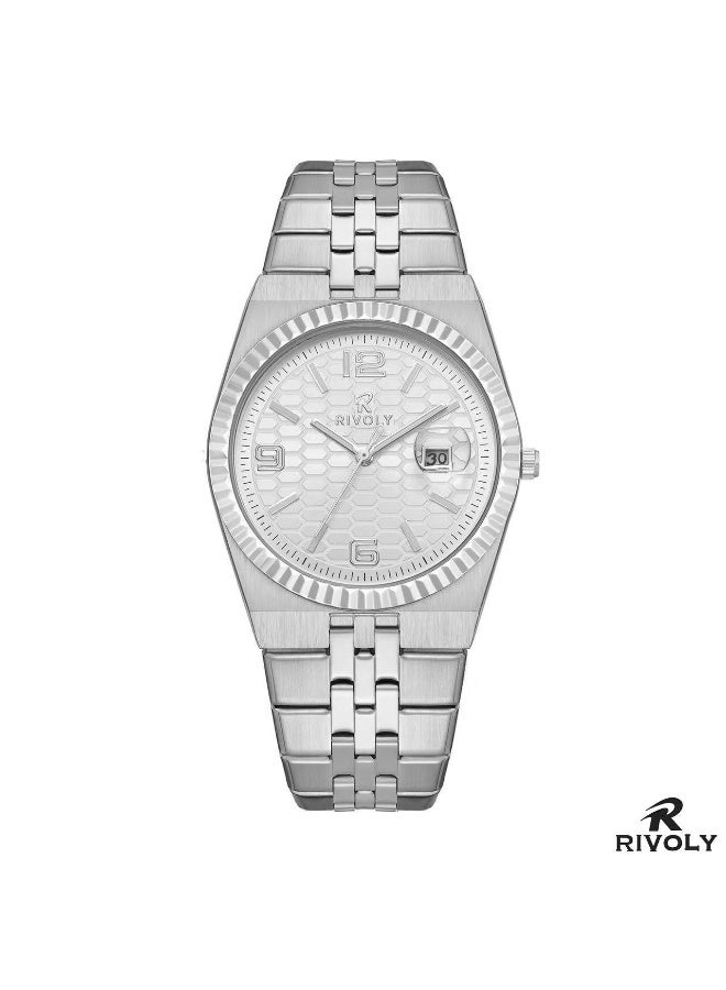 This is a men's stainless steel wristwatch from Rivoli.