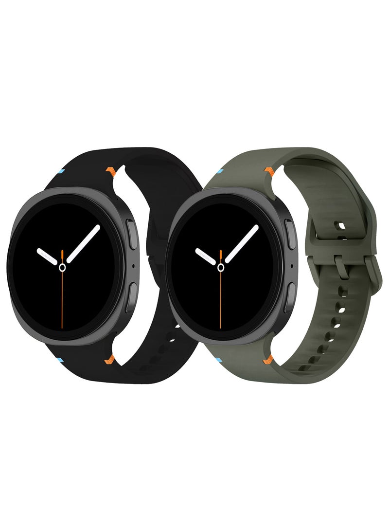 CATANES 2Packs Sport Band for Galaxy Watch 8 40mm 44mm and Watch 8 Classic 46mm, Silicone Replacement Strap, M/L Size - Image 2