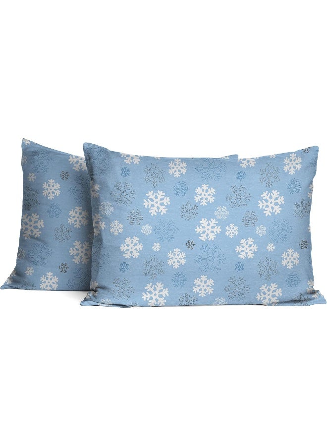 Pointehaven Heavy Weight Flannel Cotton Sheet Set, Full, Snow Flakes - Image 4