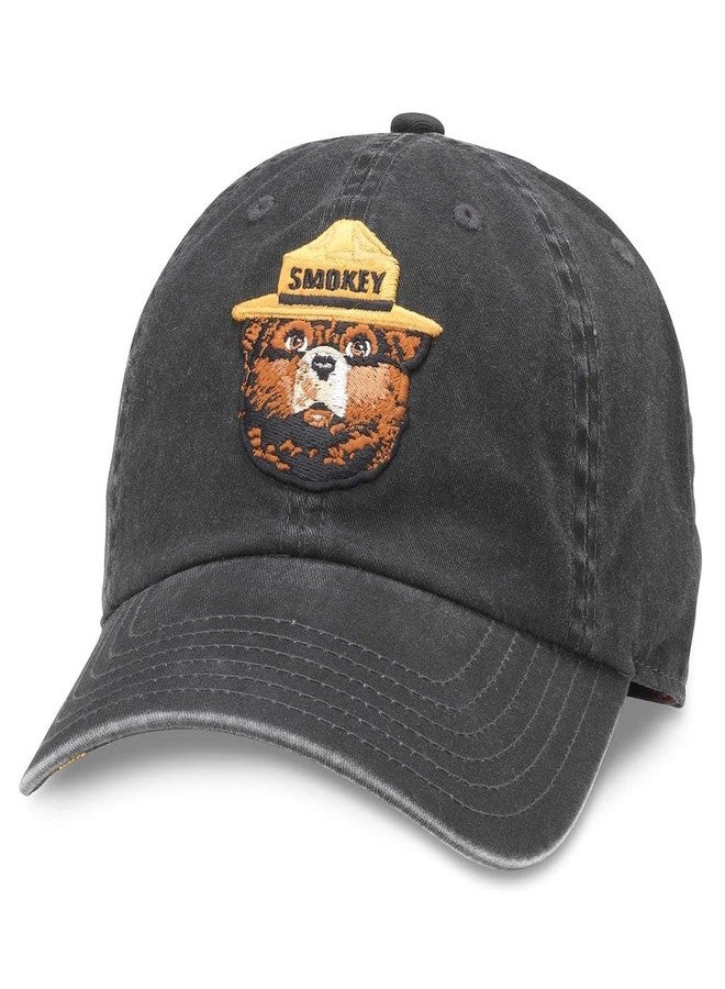 AMERICAN NEEDLE Smokey Bear Adjustable Buckle Strap Baseball Hat, New Raglin Collection, Black (36670A-SBEAR-BLK) - Image 1
