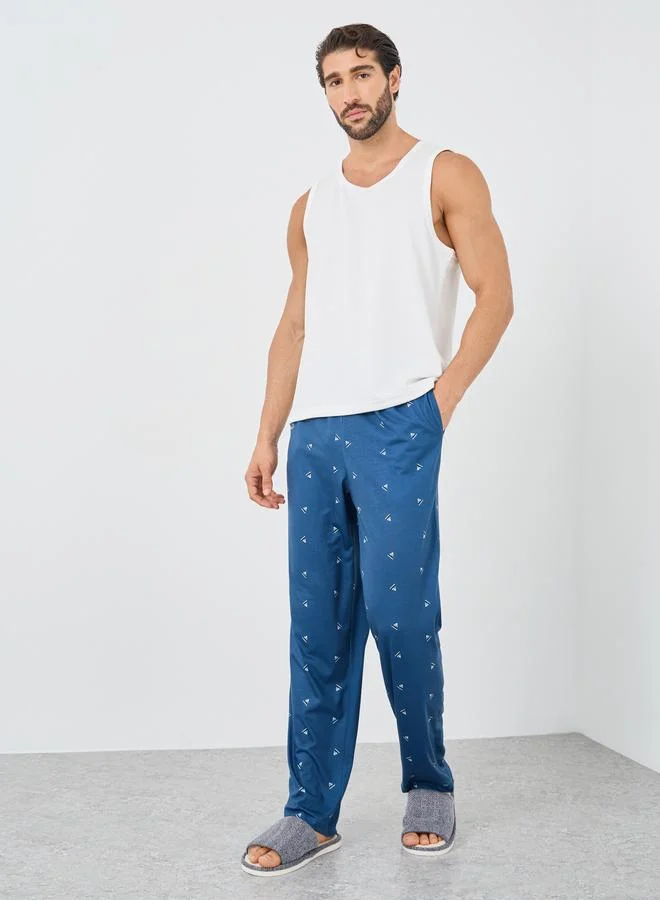 Styli Styli Ditsy Print Open Hem Elasticated Waistband Pyjama