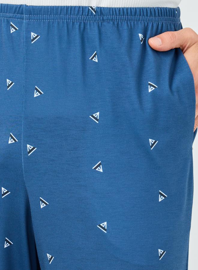 Styli Ditsy Print Open Hem Elasticated Waistband Pyjama - Image 3