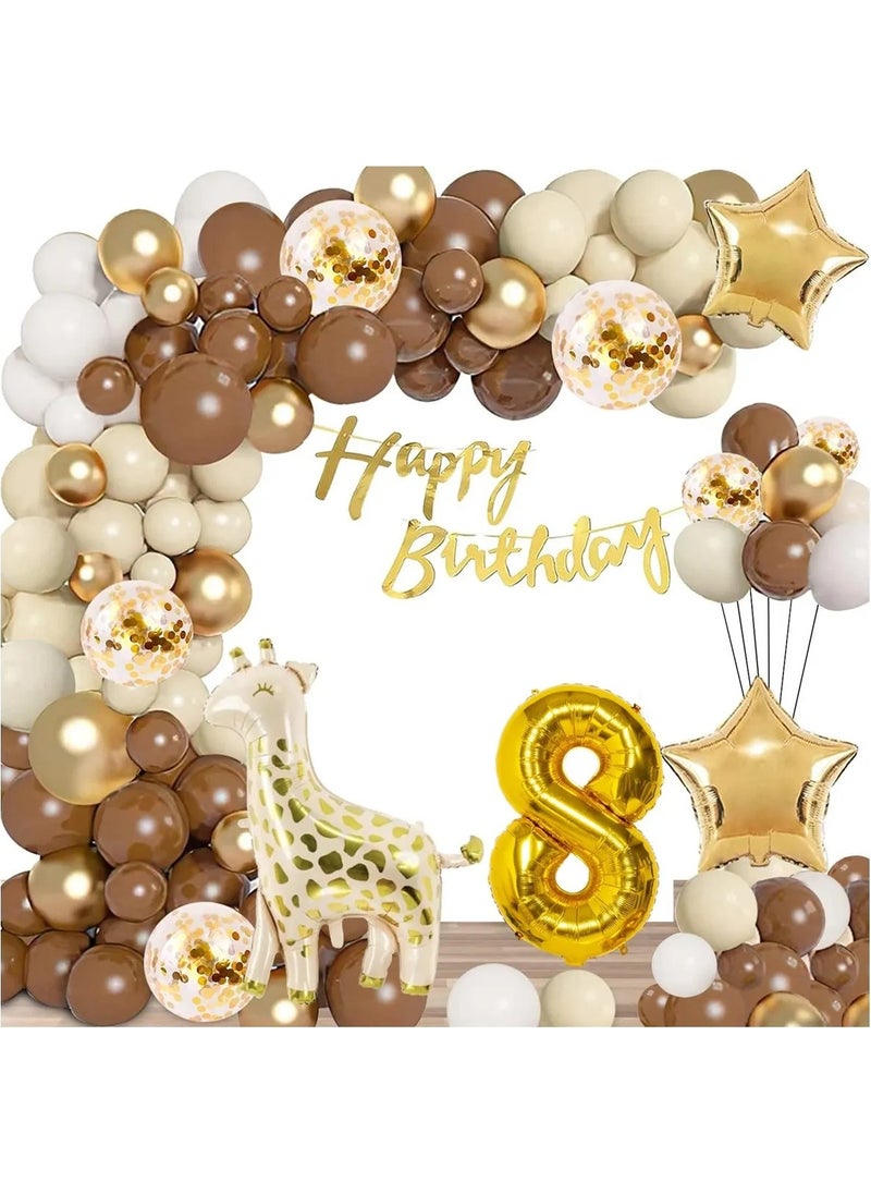 Bkmc Party - Giraffe Foil Balloon Age Foil Retro Colors Birthday Party Set Decoration - Image 1