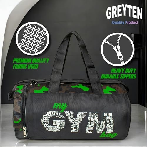 GREYTEN Gym Bag for Men & Women, Small Duffel Bag for Sports, Gyms, Duffel Bag Gym Bag, Polyester Sports Duffle/Shoulder/Gym Bag for Tennis, Dance, Golf, Football, Crossfit & Swimming (Camo Green) - Image 2