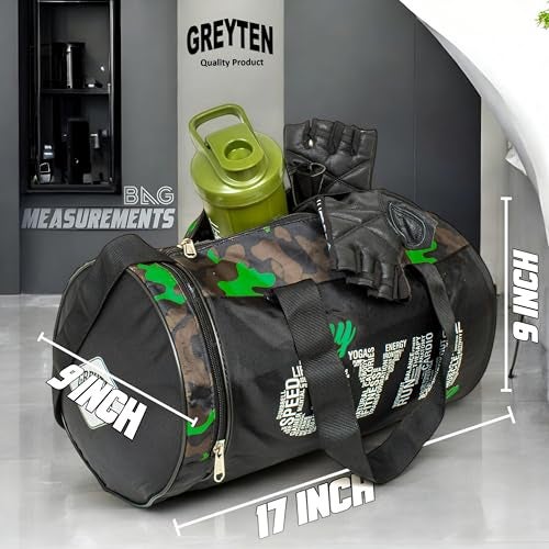 GREYTEN Gym Bag for Men & Women, Small Duffel Bag for Sports, Gyms, Duffel Bag Gym Bag, Polyester Sports Duffle/Shoulder/Gym Bag for Tennis, Dance, Golf, Football, Crossfit & Swimming (Camo Green) - Image 5