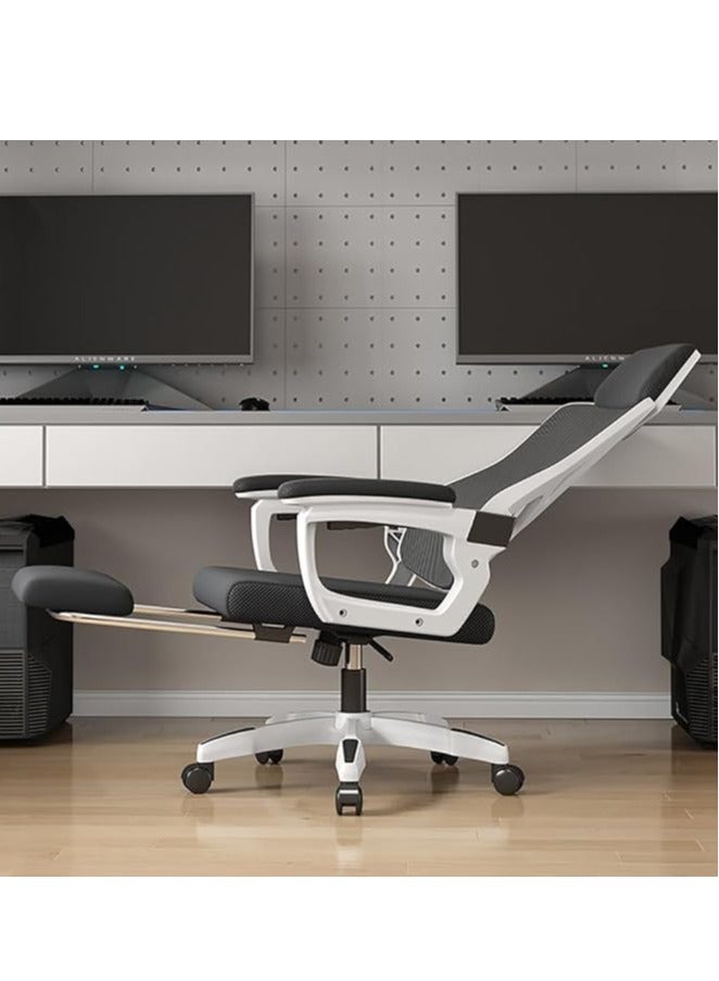 Ergonomic Office Chair Desk Chair with Lumbar Support Gaming Chair with Adjustable Headrest and Armrest Swivel Computer Chair for Home Office（White）