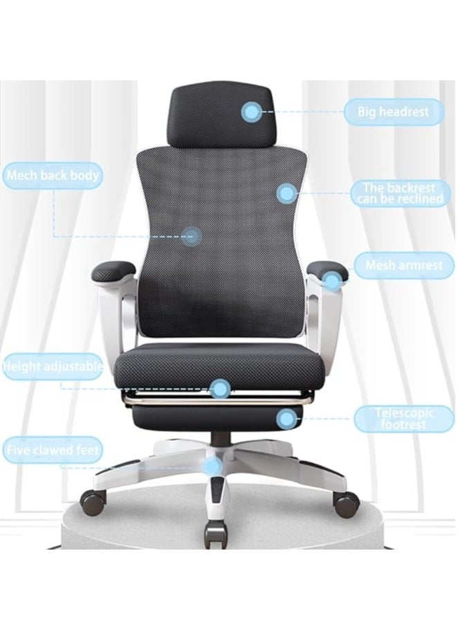 Ergonomic Office Chair Desk Chair with Lumbar Support Gaming Chair with Adjustable Headrest and Armrest Swivel Computer Chair for Home Office（White）