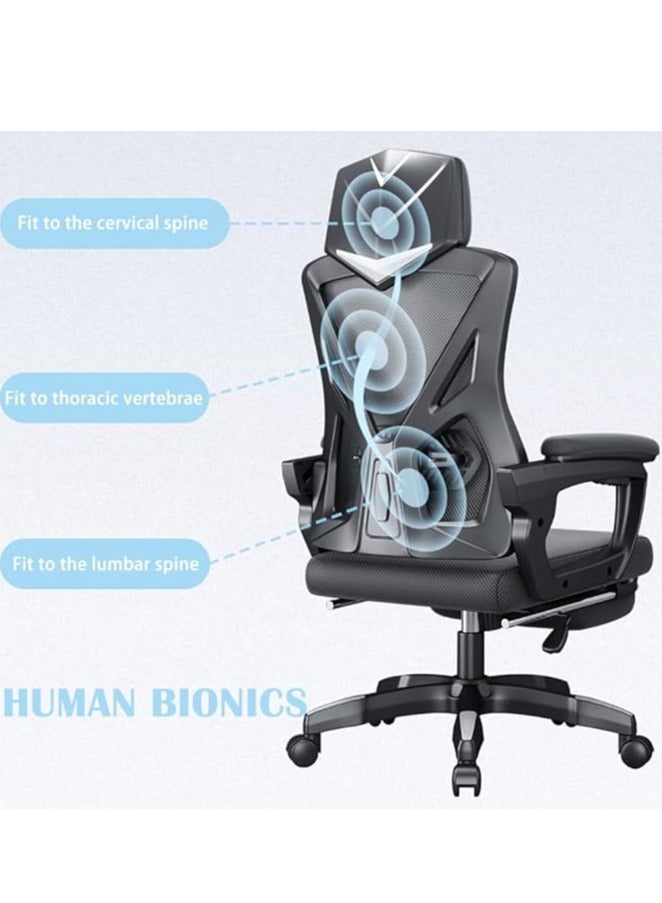 Ergonomic Office Chair Desk Chair with Lumbar Support Gaming Chair with Adjustable Headrest and Armrest Swivel Computer Chair for Home Office（White）