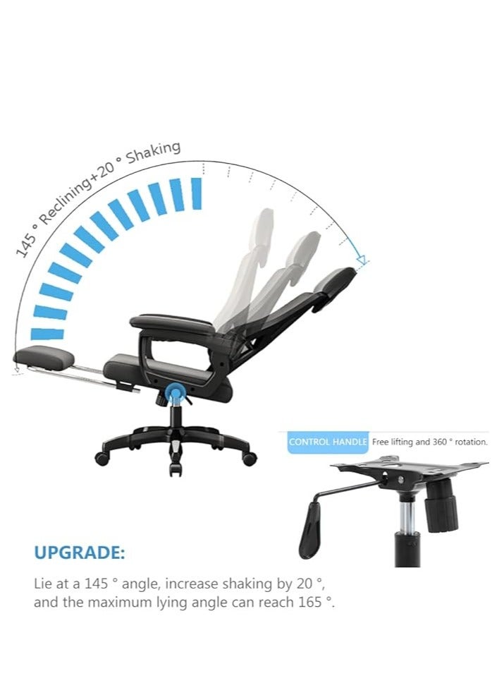 Ergonomic Office Chair Desk Chair with Lumbar Support Gaming Chair with Adjustable Headrest and Armrest Swivel Computer Chair for Home Office（White）