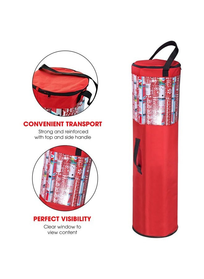 Primode Wrapping Paper Storage Bag | Wrapping Paper Organizer Under Bed for Storing Multiple Rolls of Gift Wrap, 40” Length Container Constructed of Durable 600D Oxford Material (Red) - Image 4