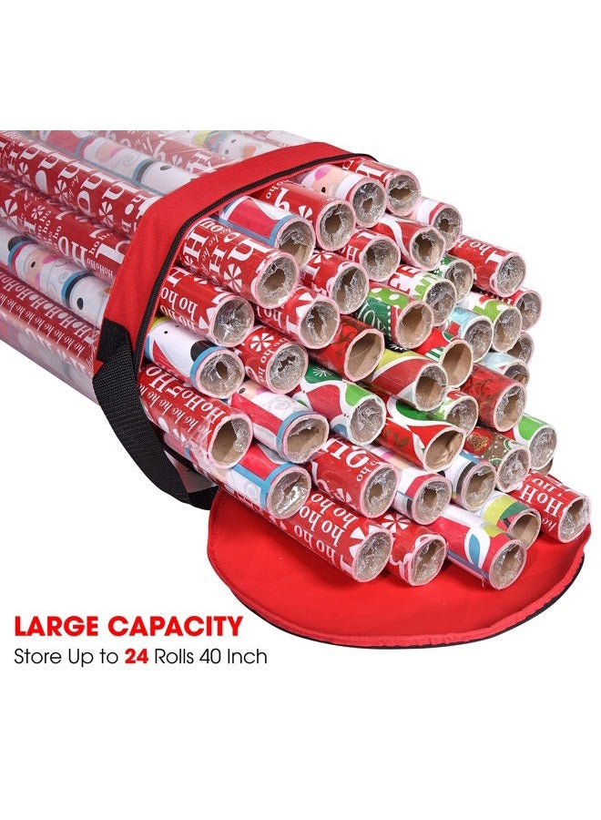 Primode Wrapping Paper Storage Bag | Wrapping Paper Organizer Under Bed for Storing Multiple Rolls of Gift Wrap, 40” Length Container Constructed of Durable 600D Oxford Material (Red) - Image 3