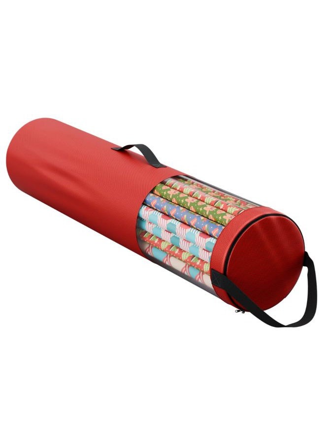 Primode Wrapping Paper Storage Bag | Wrapping Paper Organizer Under Bed for Storing Multiple Rolls of Gift Wrap, 40” Length Container Constructed of Durable 600D Oxford Material (Red) - Image 1