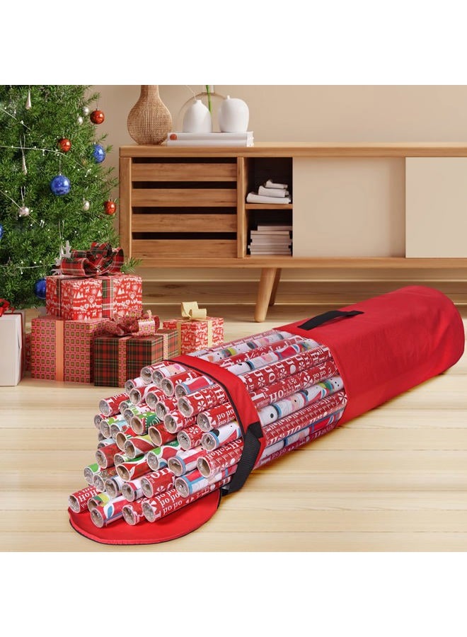 Primode Wrapping Paper Storage Bag | Wrapping Paper Organizer Under Bed for Storing Multiple Rolls of Gift Wrap, 40” Length Container Constructed of Durable 600D Oxford Material (Red) - Image 5