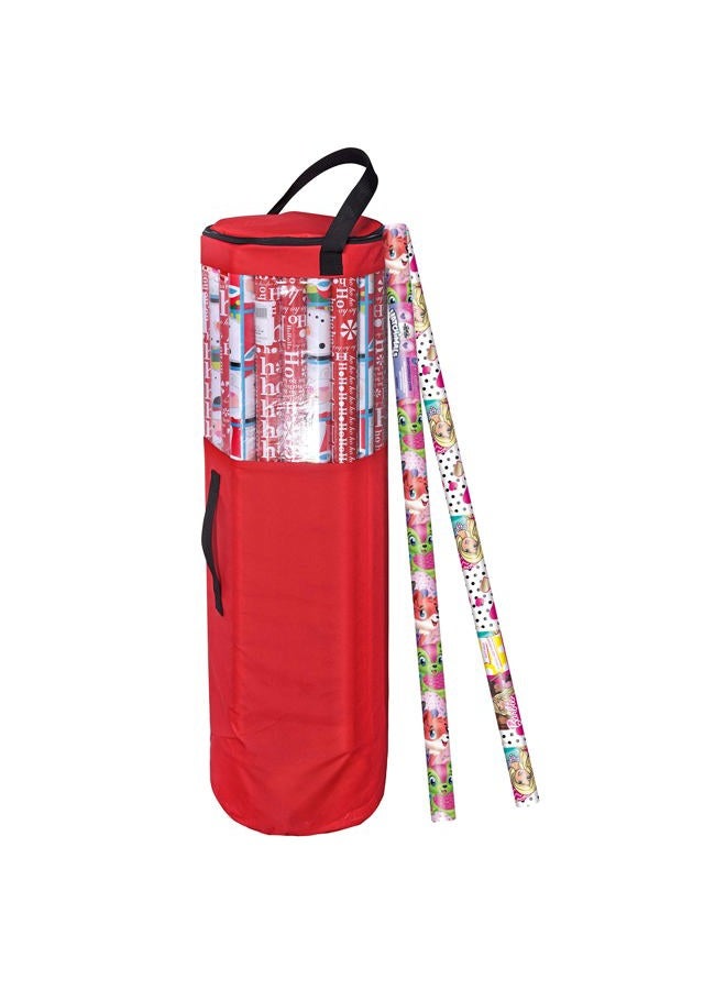 Primode Wrapping Paper Storage Bag | Wrapping Paper Organizer Under Bed for Storing Multiple Rolls of Gift Wrap, 40” Length Container Constructed of Durable 600D Oxford Material (Red) - Image 2
