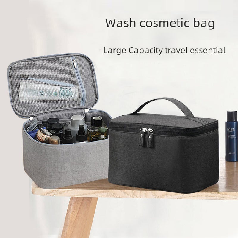Business Gift Travel Men's Toiletry Bag Outdoor Waterproof Large Capacity Portable Cosmetic Bag Cationic Cosmetic Bag(Grey) - Image 3