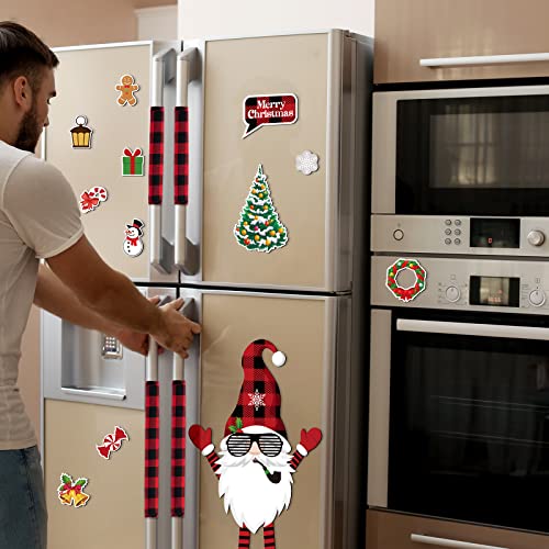 Fiada Christmas Refrigerator Door Decorations Set Includes 23 Pieces Christmas Gnome Magnets and 4 Pieces Xmas Dishwasher Covers, Xmas Refrigerator Handle Covers Set for Fridge, Metal Door, Cabinets - Image 4