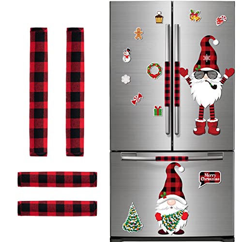 Fiada Christmas Refrigerator Door Decorations Set Includes 23 Pieces Christmas Gnome Magnets and 4 Pieces Xmas Dishwasher Covers, Xmas Refrigerator Handle Covers Set for Fridge, Metal Door, Cabinets - Image 1