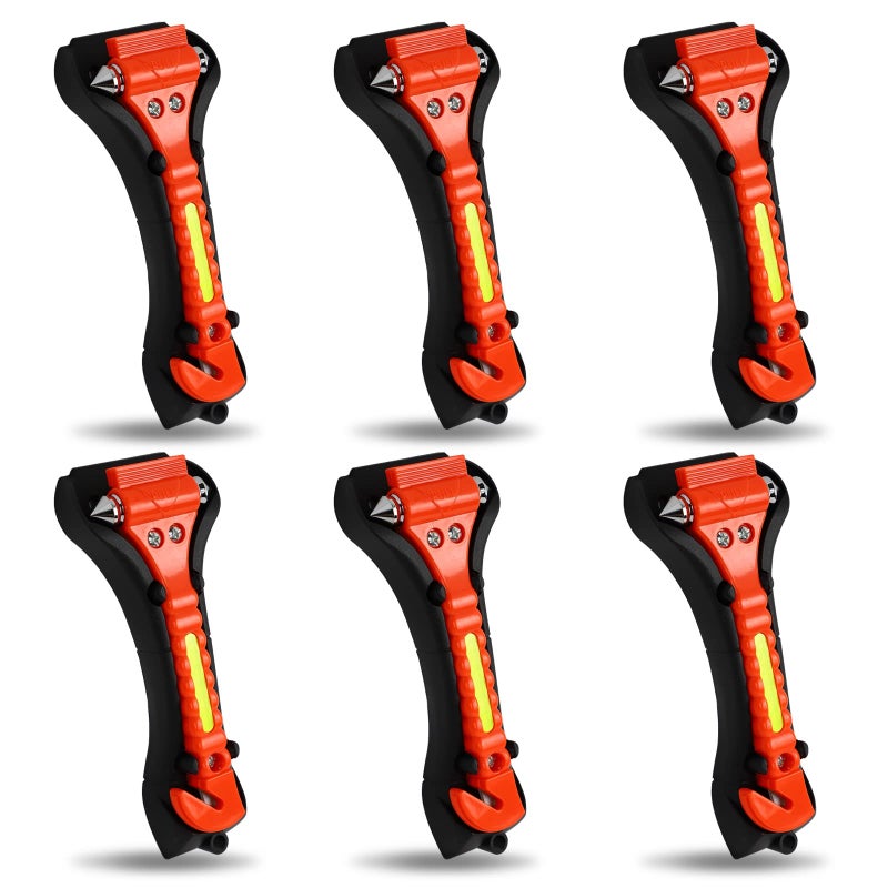 MorTime 6 Pack Car Safety Hammer Window Breaker Car Emergency Escape Tool Window Hammer Seat Belt Cutter