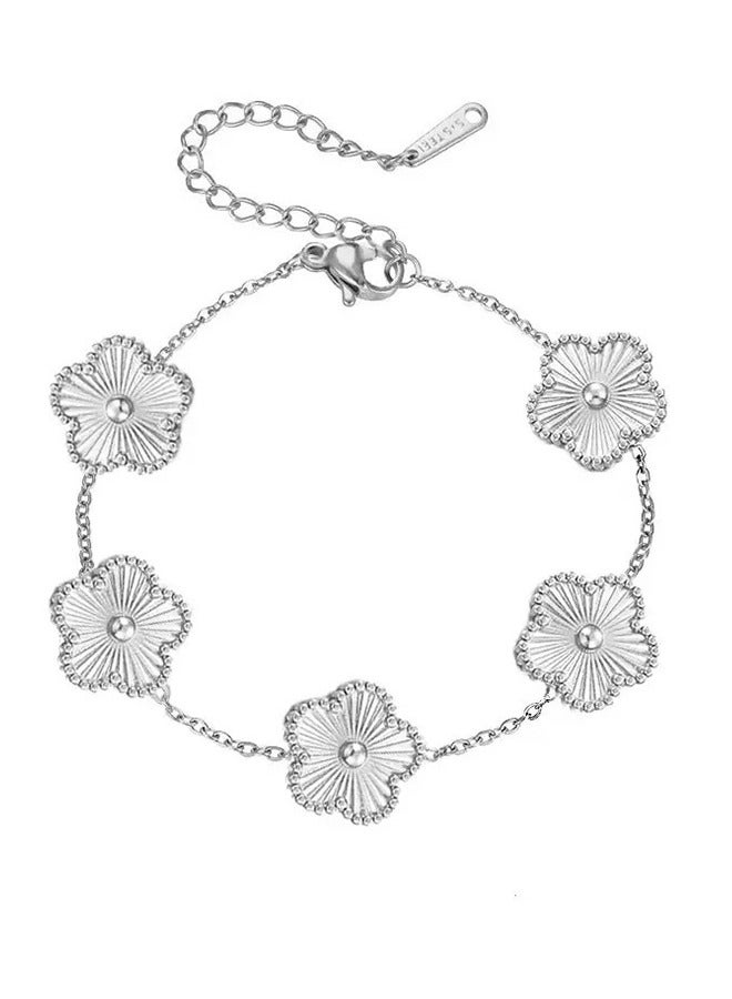 Women'S Flower Shaped Adjustable Bracelet Four-Leaf Clover Bracelet 18k Gold Plated Women'S Bracelet Lucky Birthday Gift Bracelet Jewelry Gift Fashion Gift - Image 1