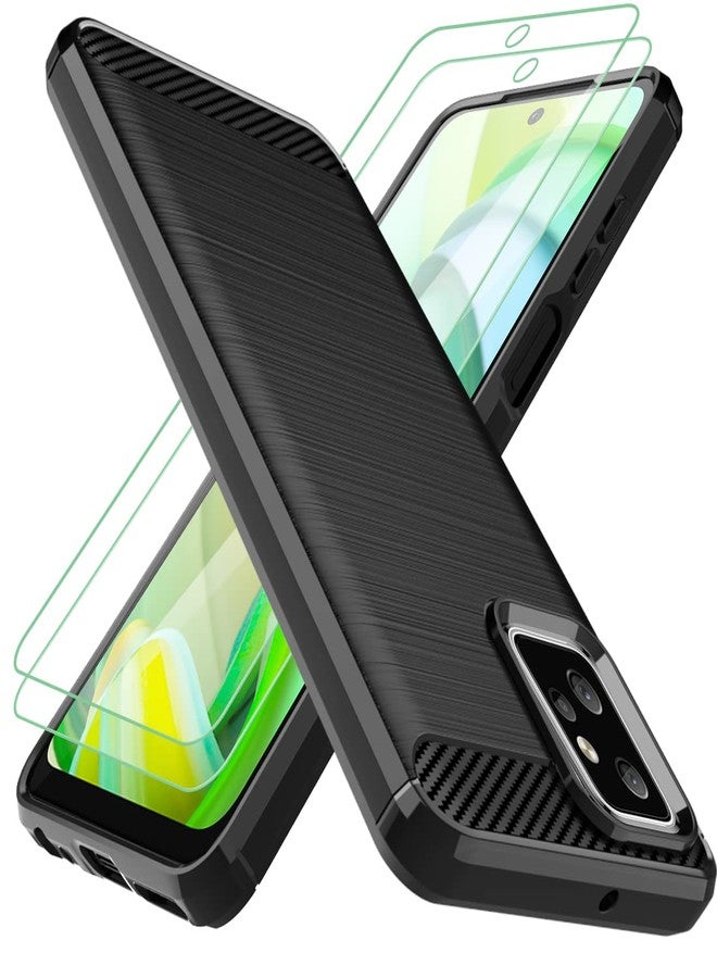 أوسوفر جراب Osophter لهاتف Moto G Power 2023، جراب Motorola G Power 2023 مع قطعتين من واقي الشاشة، غطاء حماية مرن من مطاط TPU مقاوم للصدمات (أسود) - Image 1