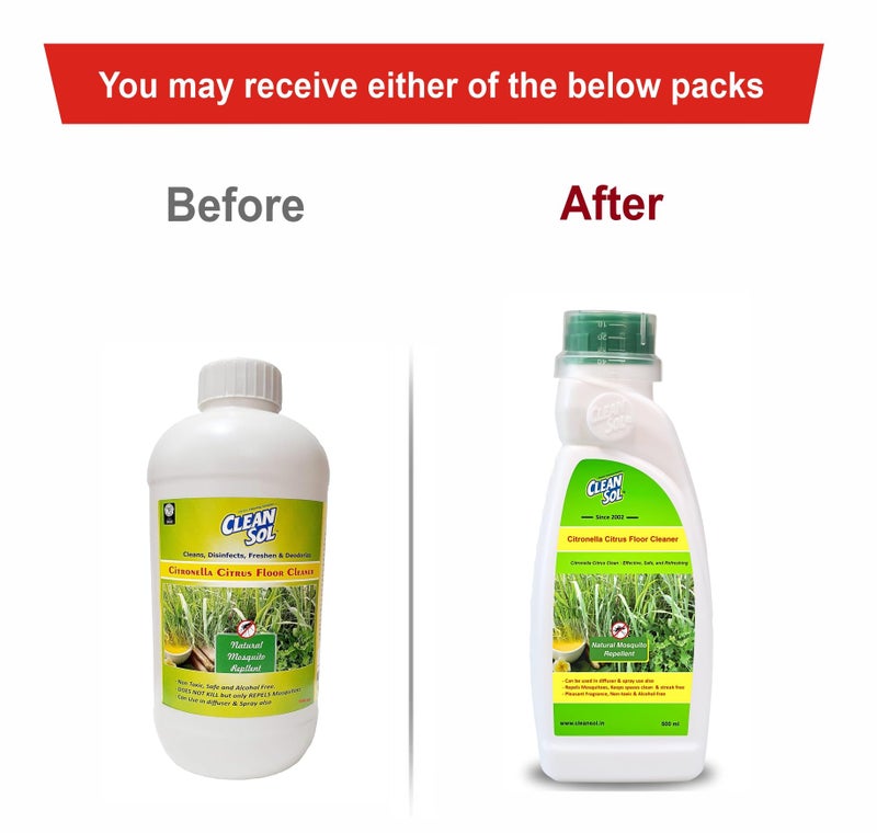 Cleansol Citronella Citrus Floor Cleaner Liquid – Natural Disinfectant & Eco-Friendly | Pet-Safe Multipurpose Herbal Floor Cleaner | Keeps Mosquitoes Away | 500ml - Image 3