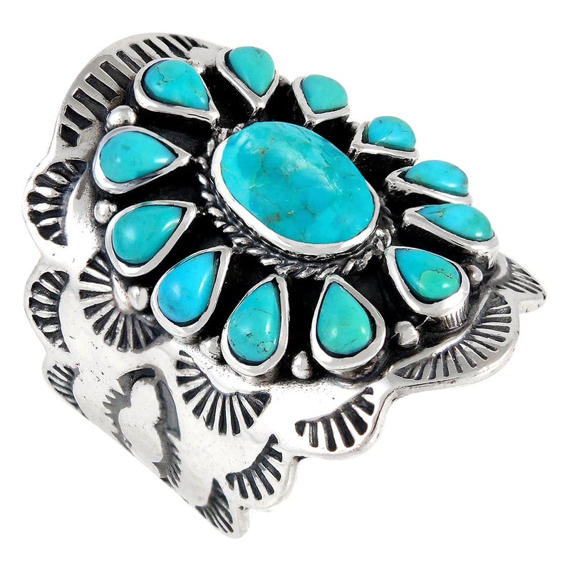 Turquoise Network Sterling Silver Genuine Gemstones & Turquoise (SELECT color) (Turquoise, 7) - Image 1
