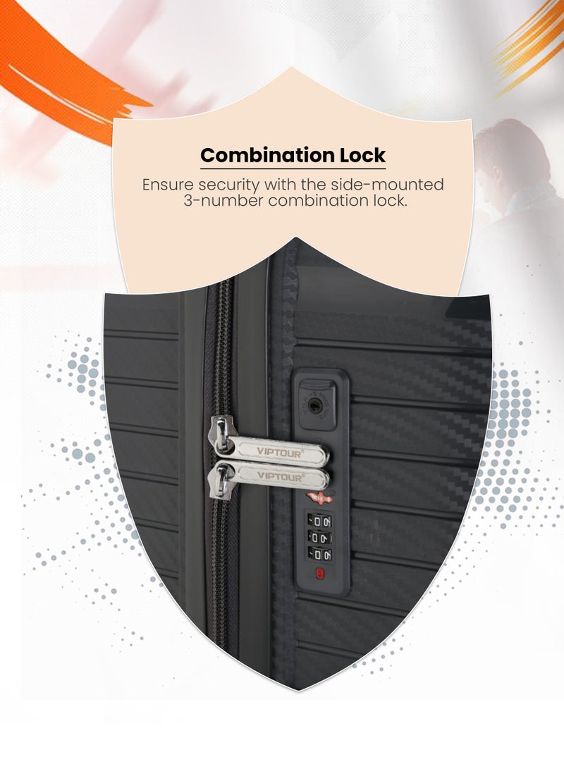 فيبتور طقم حقائب سفر بعجلات 3 قطع PP حقيبة جانبية صلبة بعجلات دوارة 360 درجة مع قفل TSA - Image 4