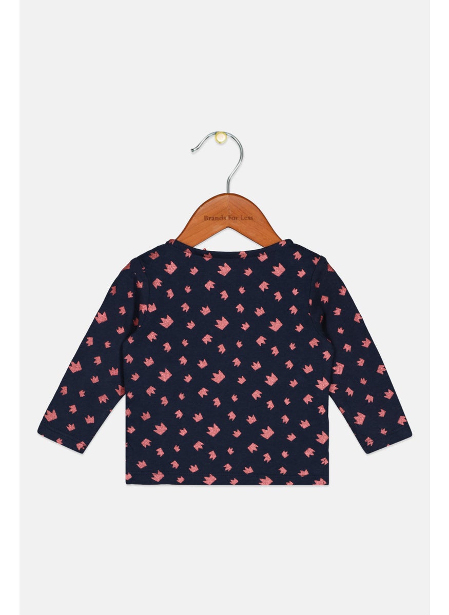 Toddlers Girl Allover Print Long Sleeve Top, Navy - pzsku/ZE9703933F765DB5E0AF2Z/45/_/1724350879/06d12e25-ec6f-41d1-b41f-719c6ab8d9a9