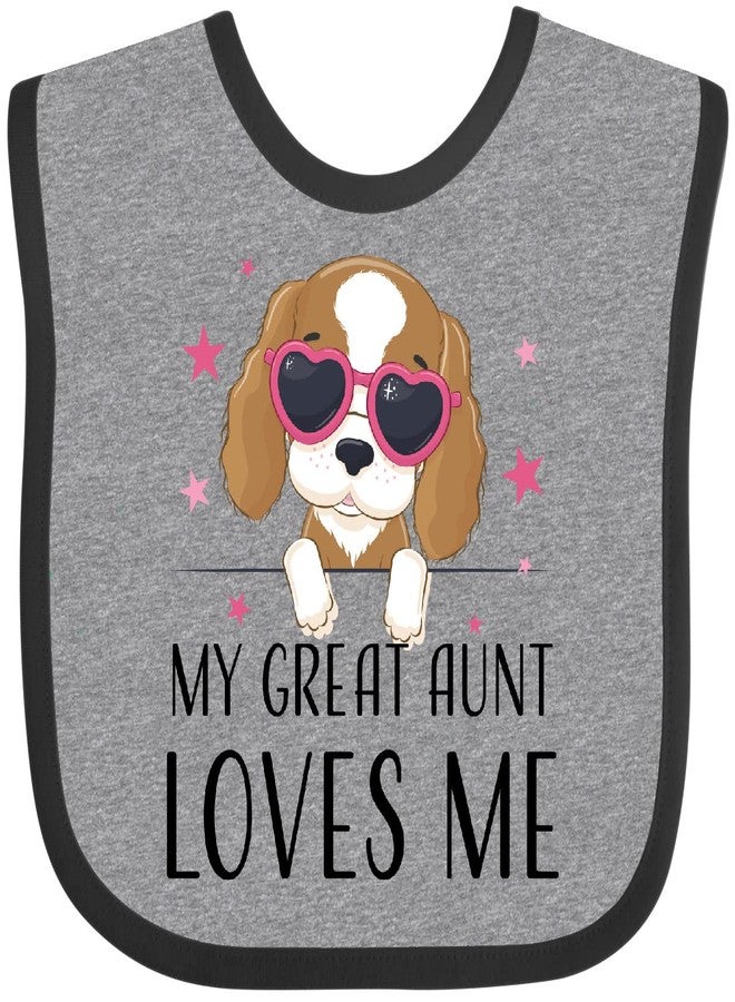 inktastic Cute Pup My Great Aunt Loves Me Baby Bib Heather and Black 41bfb - Image 1