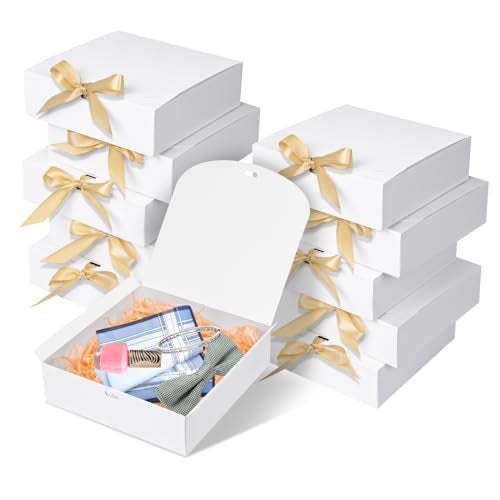 WLUSEAXI 10pack Gift Boxes with Lids 65x65x2 White Gift Boxes For Presents Paper Boxes Gift Boxes with Ribbon for Birthday Wedding Party Chocolate Candy - Image 2
