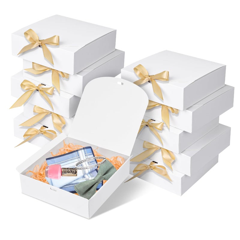 WLUSEAXI 10pack Gift Boxes with Lids 65x65x2 White Gift Boxes For Presents Paper Boxes Gift Boxes with Ribbon for Birthday Wedding Party Chocolate Candy - Image 3