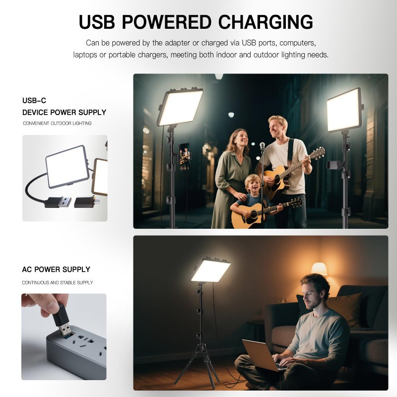 NiceVeedi 2-Pack LED Video Light Kit, NiceVeedi Studio Light, 2800-6500K Dimmable Photography Lighting Kit with Tripod Stand&Phone Holder, 73" Stream Light for Video Recording, Game Streaming, YouTube - Image 5