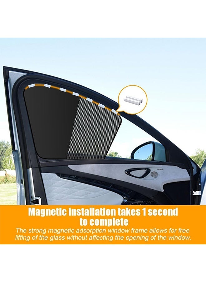 جُودِيَّة ​  واقي شمس مغناطيسي لنافذة السيارة، قطعتان من شبكة قابلة للتنفس لحجب الأشعة فوق البنفسجية للنوافذ الجانبية الأمامية، مقاس عالمي يناسب السيارات وSUV، تركيب سهل، خصوصية وحماية من الشمس. - Image 3