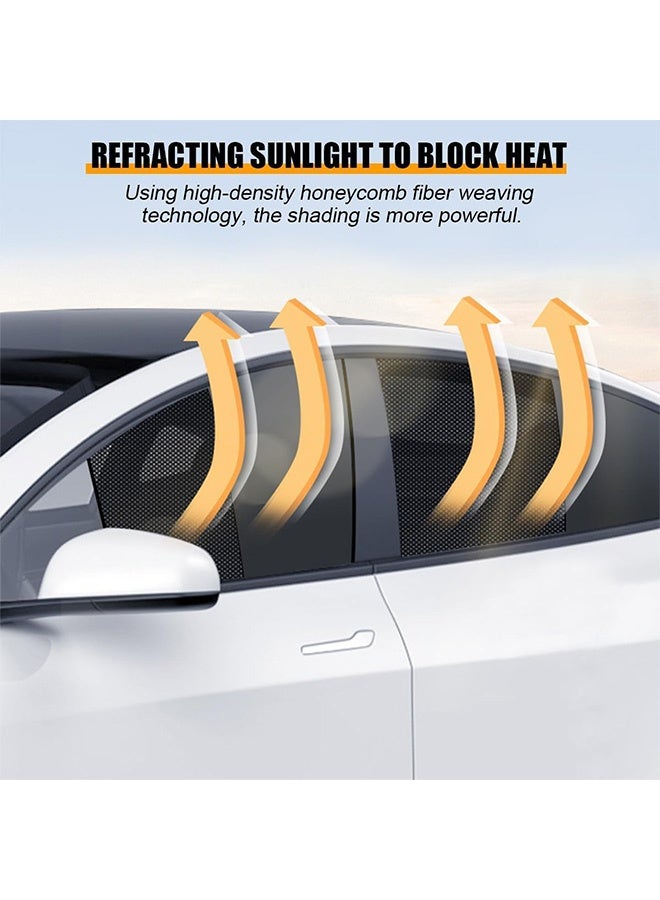 جُودِيَّة ​  واقي شمس مغناطيسي لنافذة السيارة، قطعتان من شبكة قابلة للتنفس لحجب الأشعة فوق البنفسجية للنوافذ الجانبية الأمامية، مقاس عالمي يناسب السيارات وSUV، تركيب سهل، خصوصية وحماية من الشمس. - Image 4