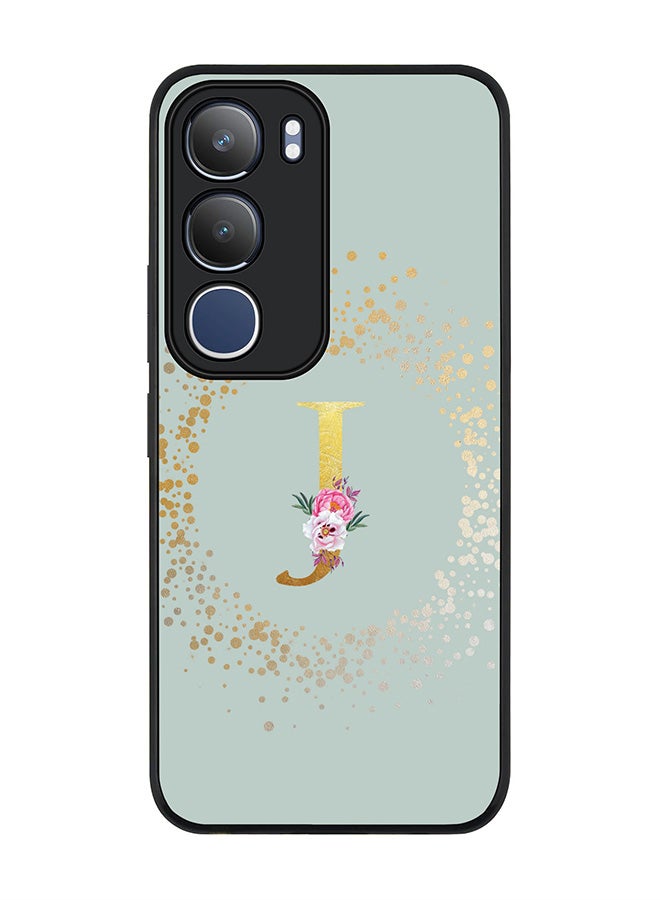 Stylizedd For vivo Y19s / Y19s Pro Case,Slim fit Camera Protection, Shockproof Thin Phone cover  - Custom Monogram Floral - J  (Light Grey )