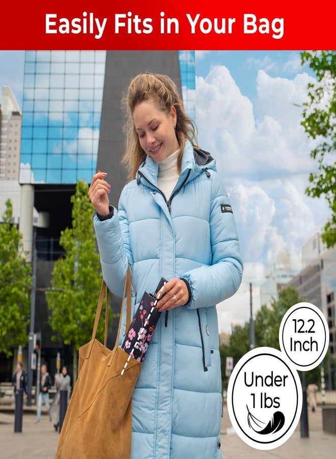 TUMELLA Inverted Windproof Umbrella, Large, Strong & Light, Portable and Automatic Reverse Folding Rain Umbrella, Durable Premium Grip, Fits Car & Backpack, G. Cherry Blossom, 46 inches, Modern - Image 4
