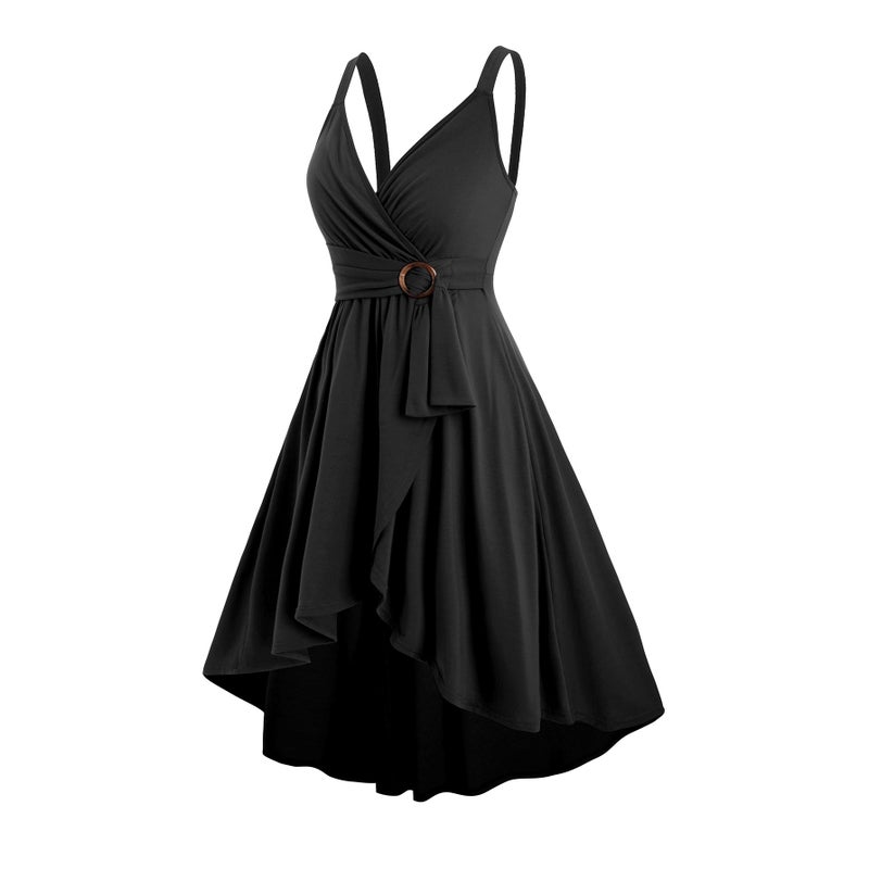 V-Neck Sleeveless Fitted Midi Dress - Image 4
