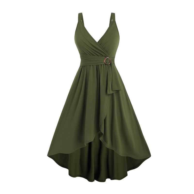 V-Neck Sleeveless Fitted Midi Dress - Image 2