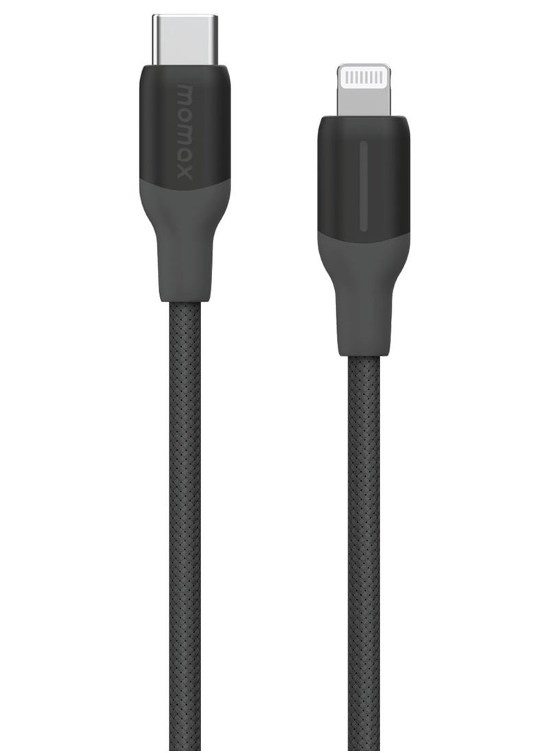 Momax - 1-Link Flow [35W] USB-C to Lightning Cable 2 meter [MFI Certified] Fast Charge PD 3.0 - Black - Image 1